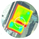 Exemple de thermographie aérienne sur un logement, légende ci-après
